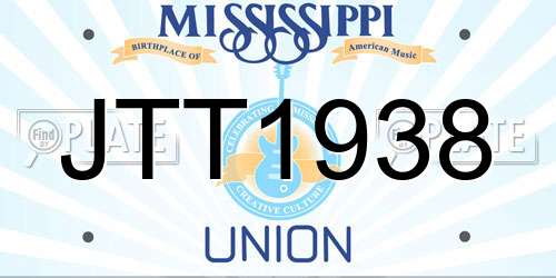 JTT1938 Mississippi License Plate