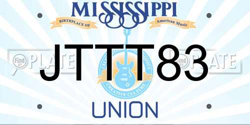 JTTT83 Mississippi License Plate