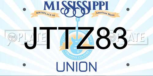 JTTZ83 Mississippi License Plate
