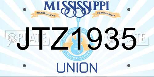 JTZ1935 Mississippi License Plate