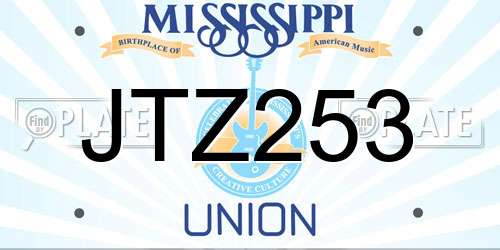 JTZ253 Mississippi License Plate
