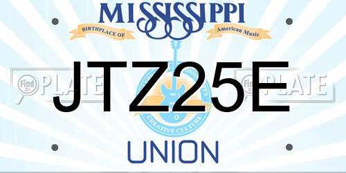 JTZ25E Mississippi License Plate