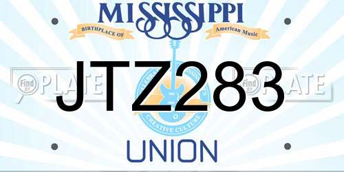 JTZ283 Mississippi License Plate