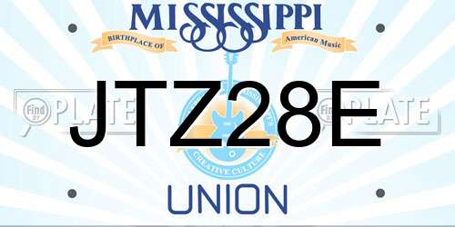 JTZ28E Mississippi License Plate