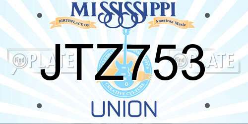 JTZ753 Mississippi License Plate
