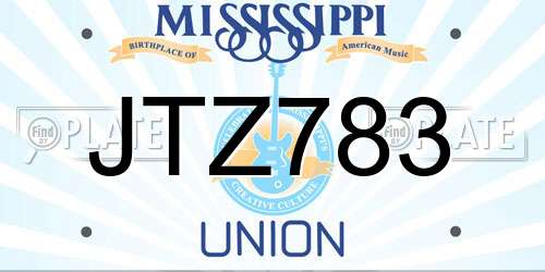 JTZ783 Mississippi License Plate