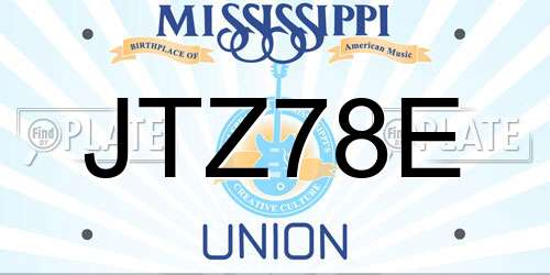 JTZ78E Mississippi License Plate