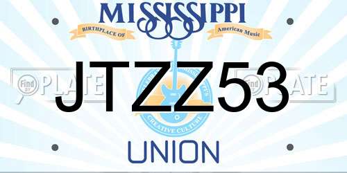 JTZZ53 Mississippi License Plate