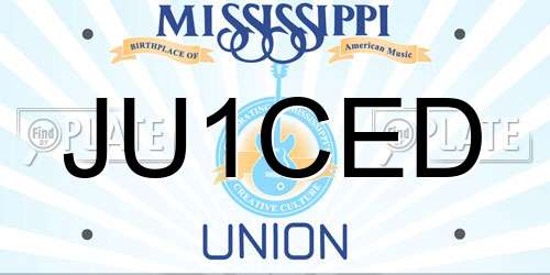 JU1CED Mississippi License Plate