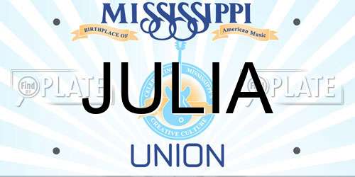 JULIA Mississippi License Plate