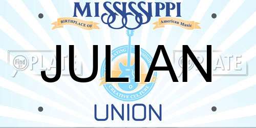 JULIAN Mississippi License Plate