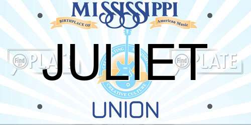JULIET Mississippi License Plate
