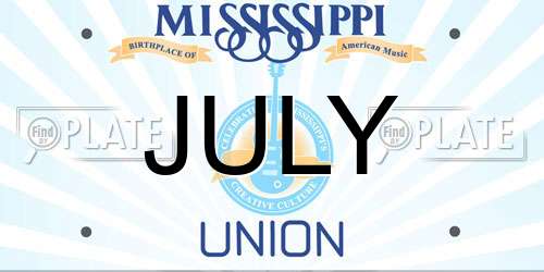 JULY Mississippi License Plate