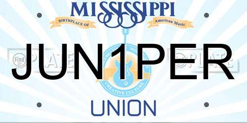 JUN1PER Mississippi License Plate