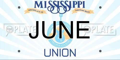 JUNE Mississippi License Plate