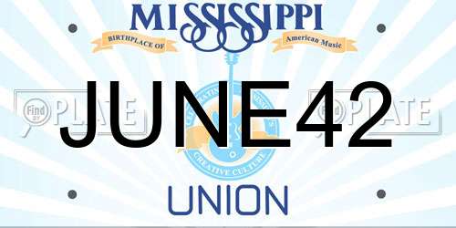 JUNE42 Mississippi License Plate