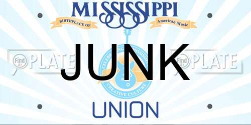 JUNK Mississippi License Plate
