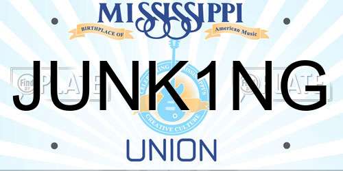 JUNK1NG Mississippi License Plate