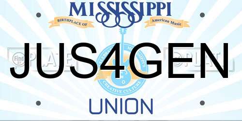 JUS4GEN Mississippi License Plate