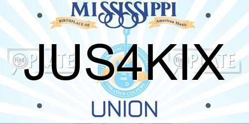 JUS4KIX Mississippi License Plate