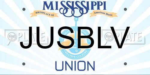 JUSBLV Mississippi License Plate