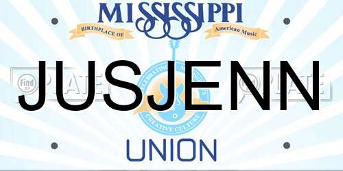 JUSJENN Mississippi License Plate