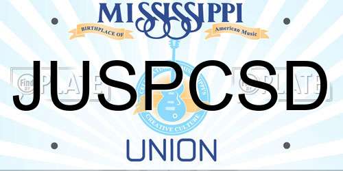 JUSPCSD Mississippi License Plate