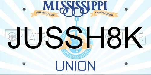 JUSSH8K Mississippi License Plate