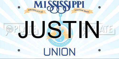 JUSTIN Mississippi License Plate