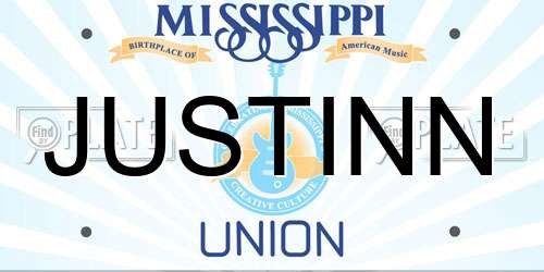 JUSTINN Mississippi License Plate