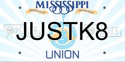 JUSTK8 Mississippi License Plate