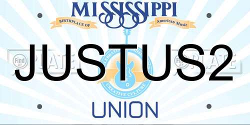 JUSTUS2 Mississippi License Plate