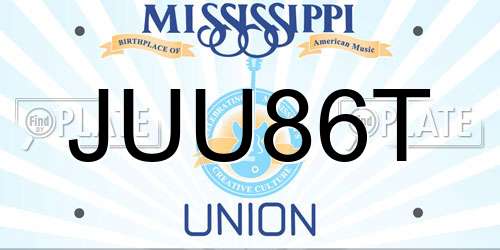 JUU86T Mississippi License Plate