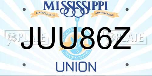 JUU86Z Mississippi License Plate