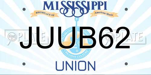 JUUB62 Mississippi License Plate