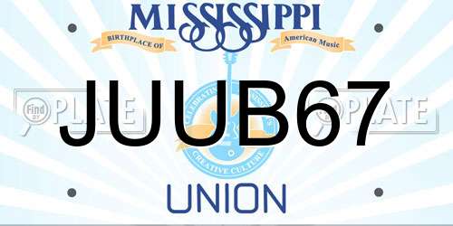 JUUB67 Mississippi License Plate