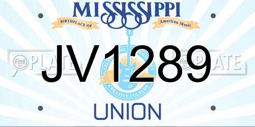 JV1289 Mississippi License Plate