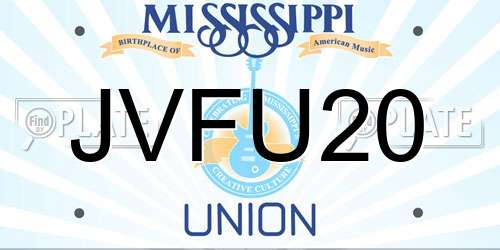 JVFU20 Mississippi License Plate