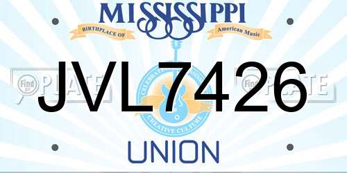 JVL7426 Mississippi License Plate