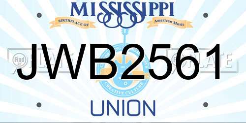 JWB2561 Mississippi License Plate