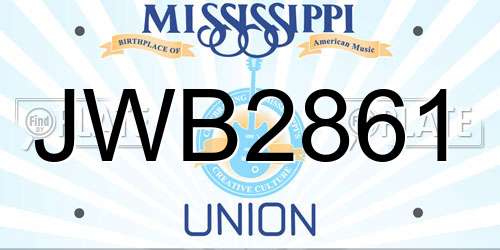 JWB2861 Mississippi License Plate
