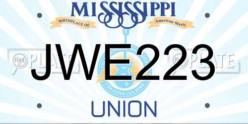 JWE223 Mississippi License Plate