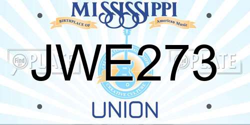 JWE273 Mississippi License Plate