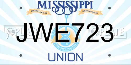 JWE723 Mississippi License Plate