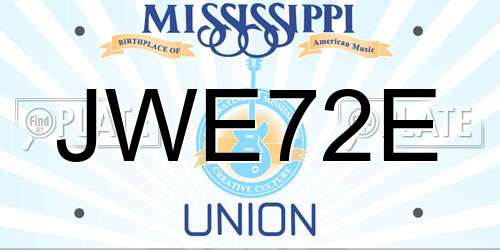 JWE72E Mississippi License Plate