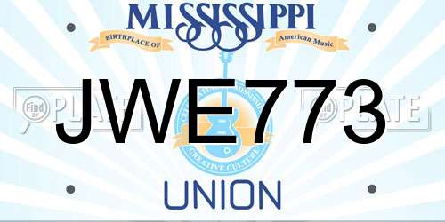 JWE773 Mississippi License Plate