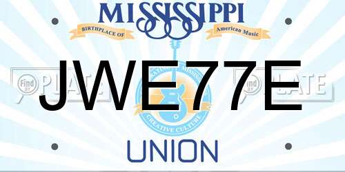 JWE77E Mississippi License Plate