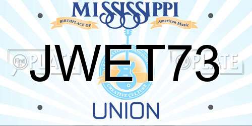 JWET73 Mississippi License Plate