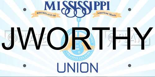 JWORTHY Mississippi License Plate