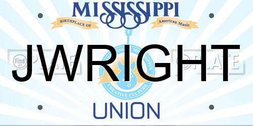 JWRIGHT Mississippi License Plate